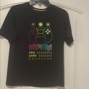 All In Motion Boys Gamer Graphic Tee Size L Black Neon Video Game Shirt Kids